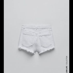 Zara high rise denim shorts white